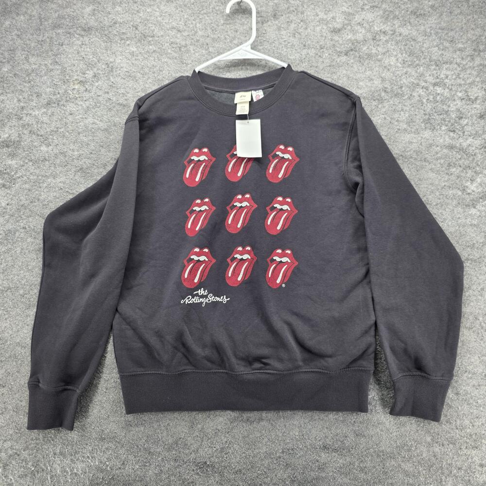 H&M Rolling Stones Sweatshirt Mens XS Gray Graphic Pullover Band Rock Logo
